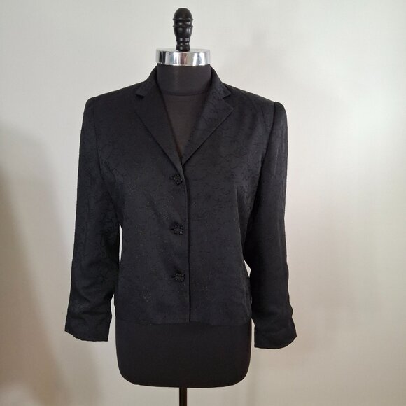 Womans Louben Boxy Cropped 3 Button Blazer Jacket Sz 10 Relaxed Fit Office Party - Picture 2 of 12